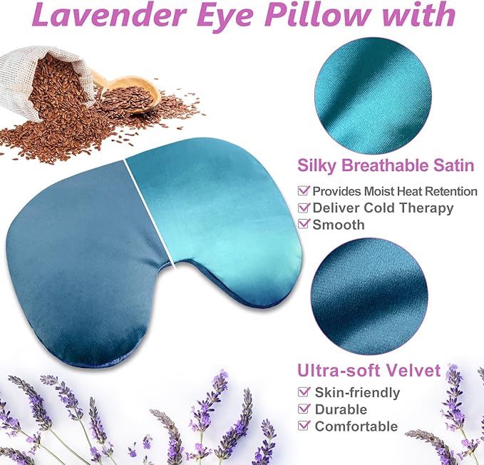Microwave Heating Pad, Face Eye Mask Microwavable for Dry Eyes, Migraines, Headache, Sinus Pressure Relief and Relaxation, Warm Compress Eye Pillow Heat Pad, Blue