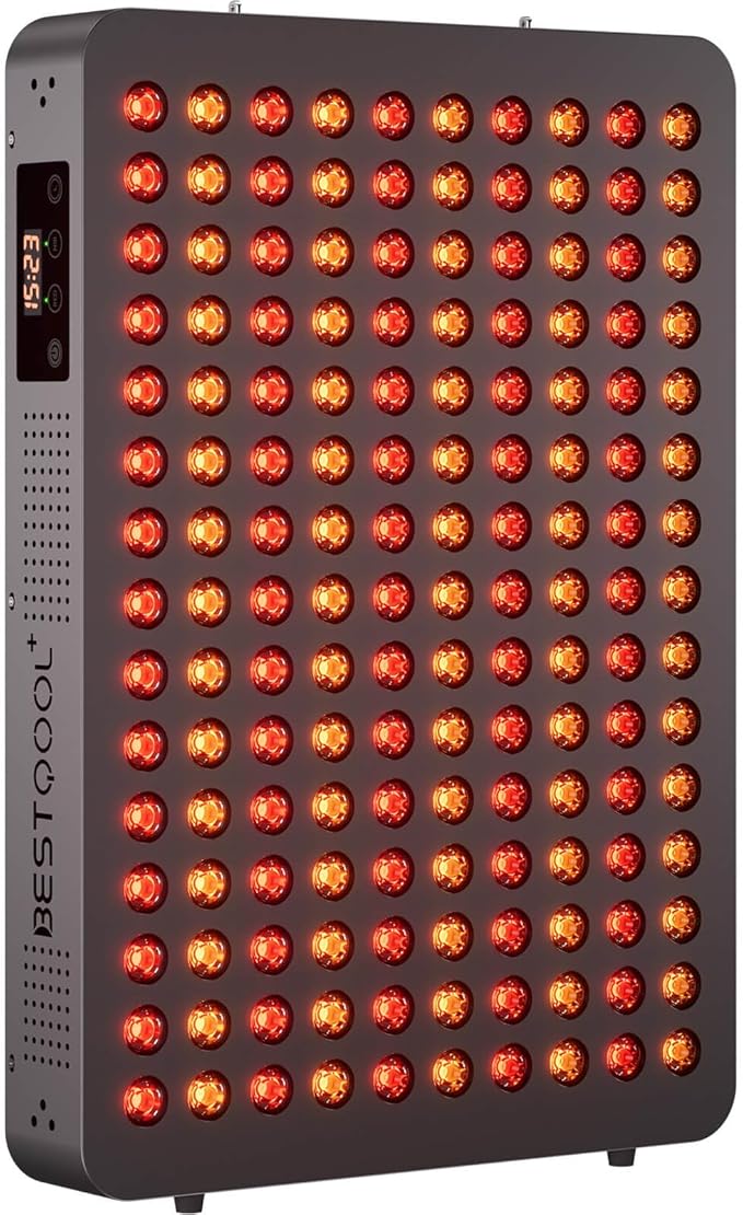 BestQool Red Light Therapy Device, 4 Wavelengths Full Body Near Infrared Red Light Therapy for Face, Elite Grade Dual Chip 150 LEDs, High Power Output Red Light Panel and Infrared Light Lamp. 250W.