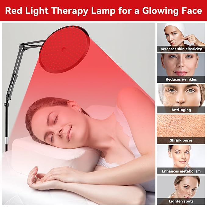 QRQ Red Light Therapy, Infrared Light Therapy Lamp with Stand for Face and Body,Led 660nm (Visible) and 850nm (Invisible) for Whole Body Face Beauty,Mother's Day Gifts