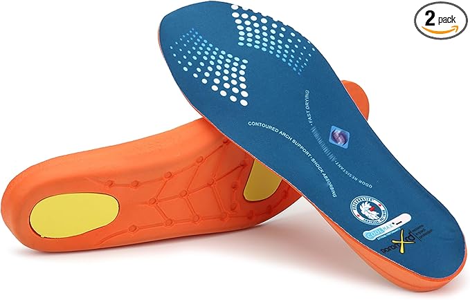 ROCKROOSTER Shock Absorbing Sport Athletic Insoles for Men & Women Shoe Inserts, Comfort, Arch Support, Fast Drying, Ideal for Sneakers Running Training Hiking Shoes & Boots, Pain Relief (RC920-XXL)