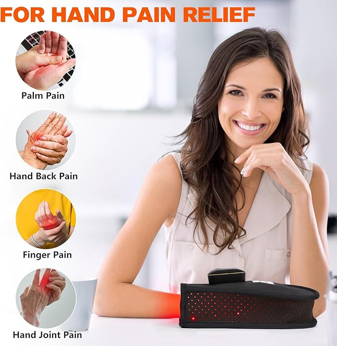 TUOB Red Light Therapy for Hand, Cordless Infrared Light Therapy Device with Power Bank, Led Light Therapy Double Side Pad Glove Deep Penetrate Joint Benefit for Hand Wrist Fingers Pain Relief