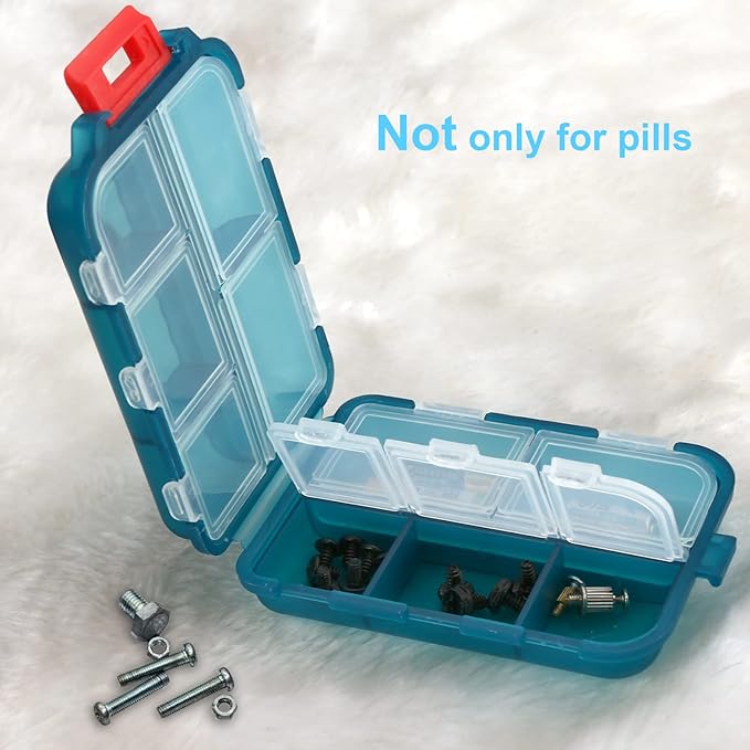 2PCS Cute Pill Organizer, Travel Pill Box, Small Pill Case Container, Medicine Organizer for Purse, with 10 Compartments for Different Medicines