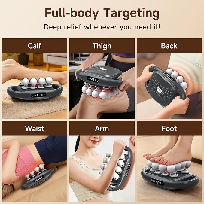 16 Head Massage Gun Deep Tissue,Percussion Massager with 9 Modes & 9 Intensities,Back Massager for Pain Relief Deep Tissue,Noise-Free,for Shoulders,Legs,Foot,Neck Massager,Massage Tools (Dark Grey)