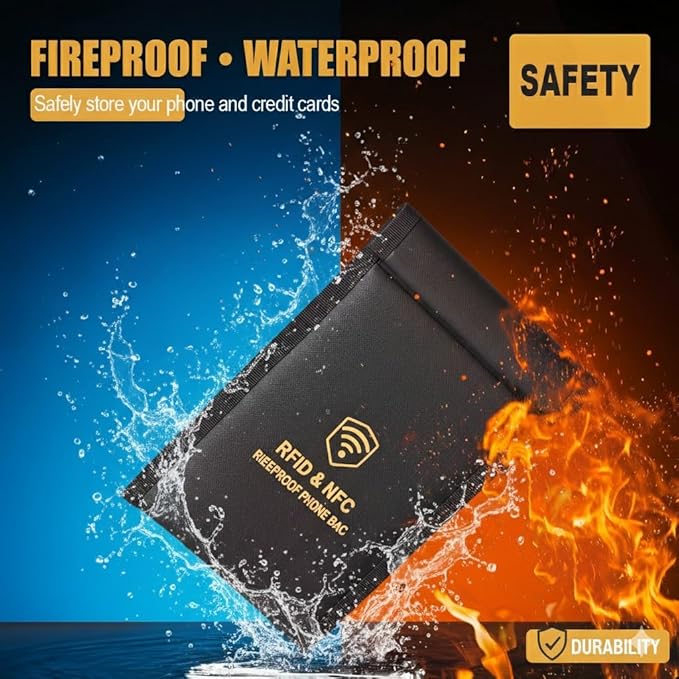 Faraday Bag for Phones and Car Keys(2Pack)， Faraday Cage Signal Blocker Pouch - Military Grade Anti-Theft Protection for Car Key Fob, Cell Phone, RFID, WiFi, GPS Tracking Signals