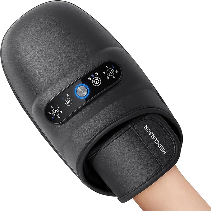 Medcursor Hand Massager - Hand Massager with Heat and Compression for Carpal Tunnel and Stiff Joints, Pain Relief from Wrist to Palm and Finger, Gifts for Women Men (Rechargeable)