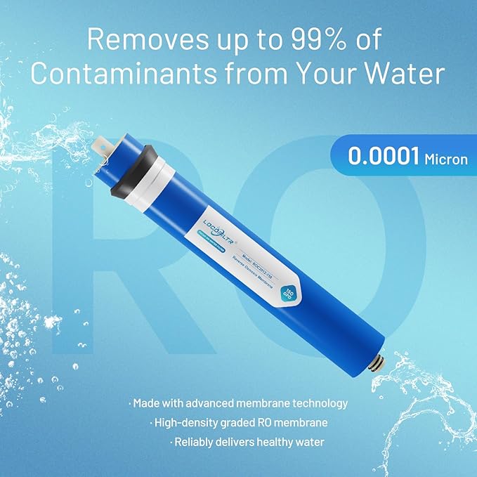 150 GPD RO Membrane Filter Replacement, Universal 12" x 2" Reverse Osmosis Membrane Element for Residential Undersink RO Drinking Water Filtration System (150 GPD)
