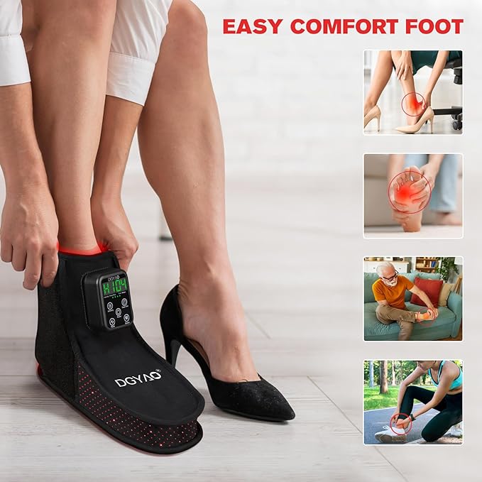 Red Light Therapy Wrap for Feet, Infrared Light Therapy for Ankle, 6000mAh Battery Portable Adjustable Cordless Red Light Pad for Foot Joint Muscle Comfort, 660nm & 850nm