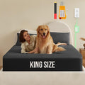 Grounding Sheets, 10% Silver Grounding Bed Sheets, 90% Organic Cotton Grounded 400 Threads Connected Bedding, Deep Pocket Fitted Sheets with Grounding Tester - [King 76"x 80"x 15", Obsidian Black]