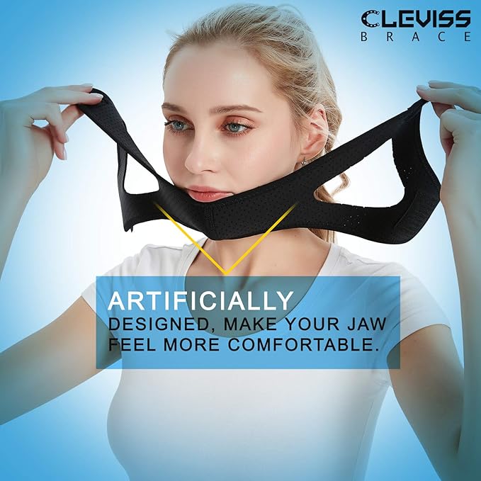 Adjustable Anti Snoring Chin Strap for CPAP Users - Better Sleep Snore Stopping Device Face Mask Bandage Keeping Mouth Closed - Comfortably Chin Strap for Snoring for Men and Women (Black)