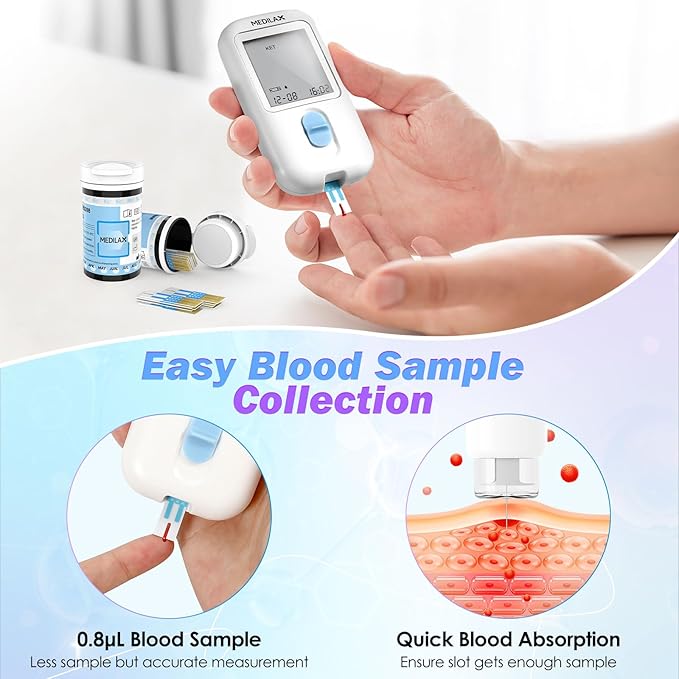 Medilax Blood Ketone Test Strips - 50 Count, Accurate Blood Keto Measurement for ketogenic Diet, Compatible with Medilax 2-1 Meter