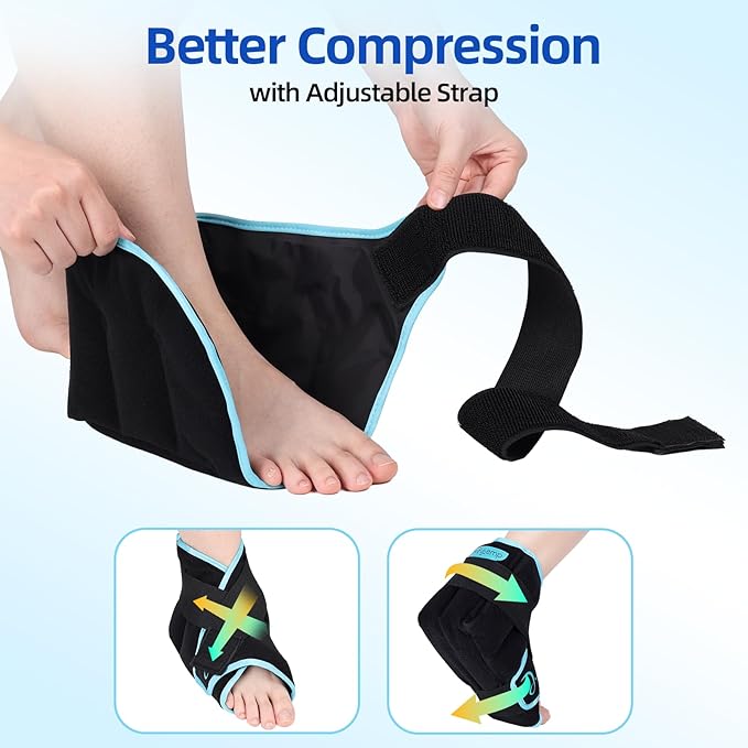 Comfytemp Ankle Ice Pack Wrap for Plantar Fasciitis Relief, Foot Support Brace for Sprain, Achilles Tendonitis, Heel Spur, Swelling, Hot Cold Compress, Running Essentials - 1 Pack