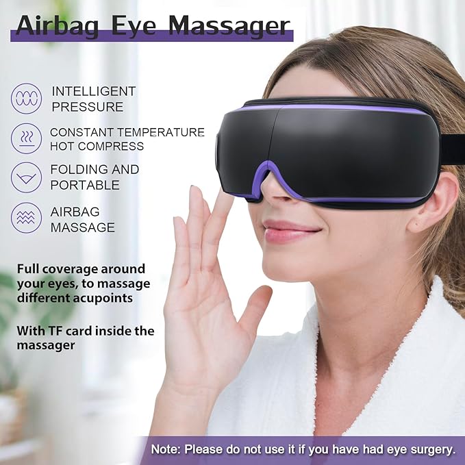 OSITO Eye Massager with Heat, FSA Eligible/HSA Eligible Compression,Eye Massage for Headache Relief and Improve Sleep, Birthday Gifts for Women Men Mom Dad
