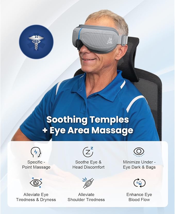 BOB AND BRAD Eye Massager with Heat and Cooling, EyeOasis 2 Eye Massager for Migraines FSA Eligible/HSA Eligible, Heated Face Massager for Dry Eye Migraine Relief, Warm Compress for Stress Relief