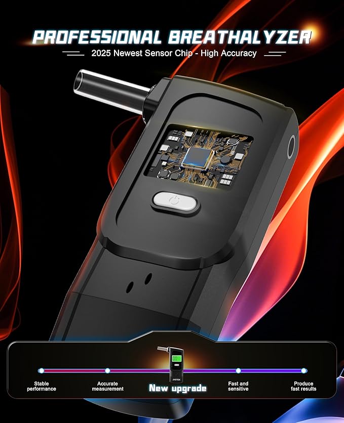 2026 Upgraded Breathalyzer, Breathalyzers for Alcohol with LCD Digital Display, Portable Alcohol Breathalyzer Tester for Home Use(10 Mouthpieces)