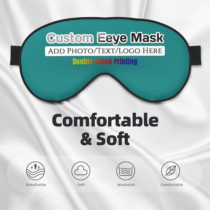 Custom Eye Mask,Add Your Image Text Personalized Sleep Shade Soft Blindfold Eyemask Blackout Eye Cover with Adjustable Strap for Sleep,Travel,Nap Tropical Blue