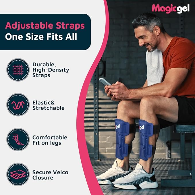 Shin Splint Relief: Hot & Cold Packs, Cryoball & Stretch Bands for Shin Splints | Hot & Cold Therapy for Leg Pain Relief | by Magic Gel