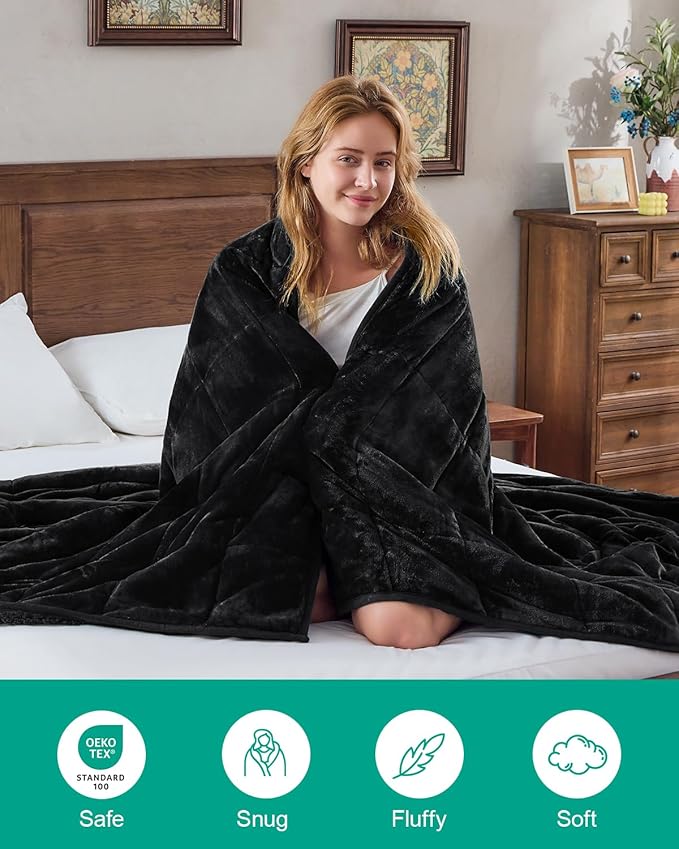 Super Fuzzy Soft Sherpa Fleece Weighted Blanket, 12 lbs Dual Sided Fluffy Heavy Weighted Blankets for Adults - No Bunching with Double Layers of Soft Inner Lining (48"x 72", 12 Pounds)