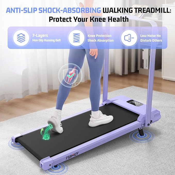 FUNMILY Upgrade Walking Pad Folding Treadmill with 12%/15% & Handle Bar, 3.5HP Foldable Under Desk Compact Treadmills for Home/Office/Gym, 400+lb Capacity, Shock Absorption
