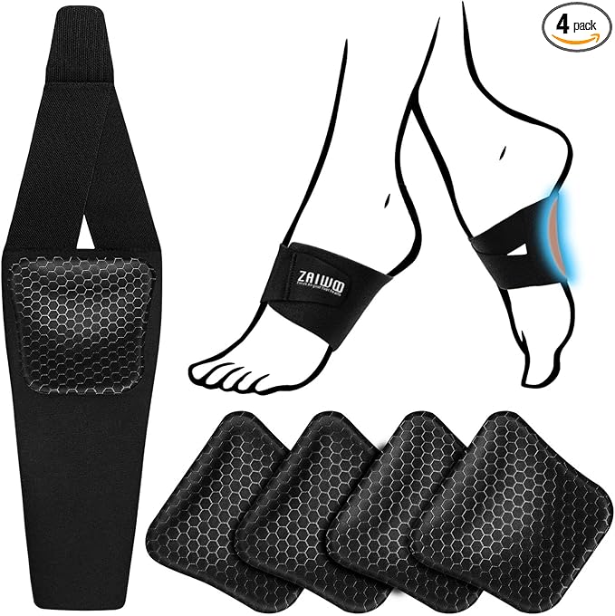 Wearable Arch Support Inserts for Women & Men – 2 Adjustable Heights, Non-Slip Breathable – Plantar Fasciitis Relief Arch Band for Flat Feet, High Arches