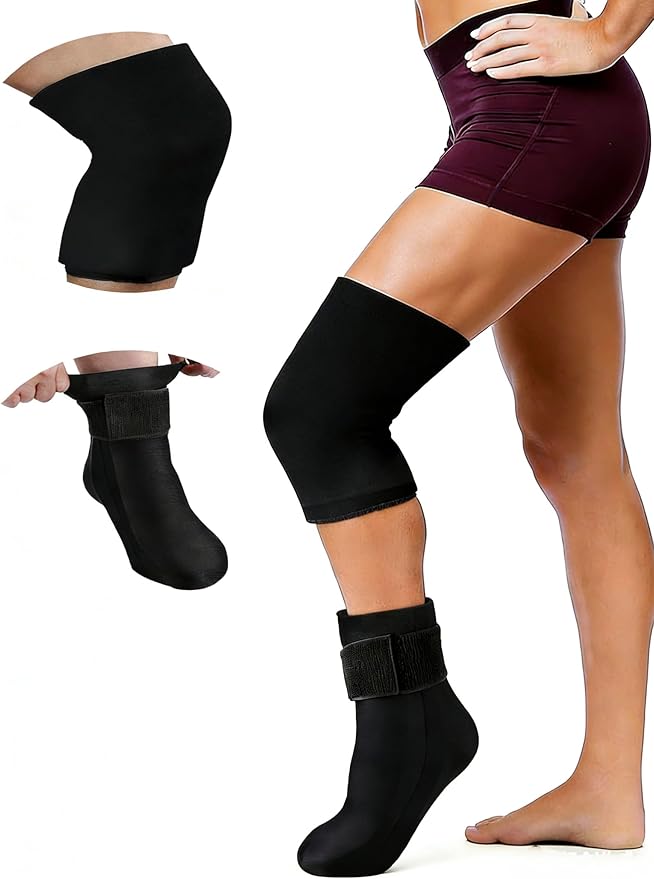 Ankle Ice Pack Wrap and Ice Pack for Knee, Reusable Hot/Cold Compression Therapy, for Soothe Plantar Fasciitis, Foot Pain Relief, for Knee Injuries and Pain Relief(Large)