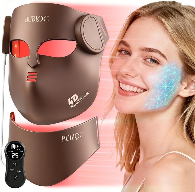4D Red Light Therapy for Face with 400 LEDs,8+1 Color Light Therapy Mask for 4 Modes, 850nm Near Infrared Red Light Mask, 4000mAh Portable Rechargeable Led Face Mask Remote Control for Home & Travel