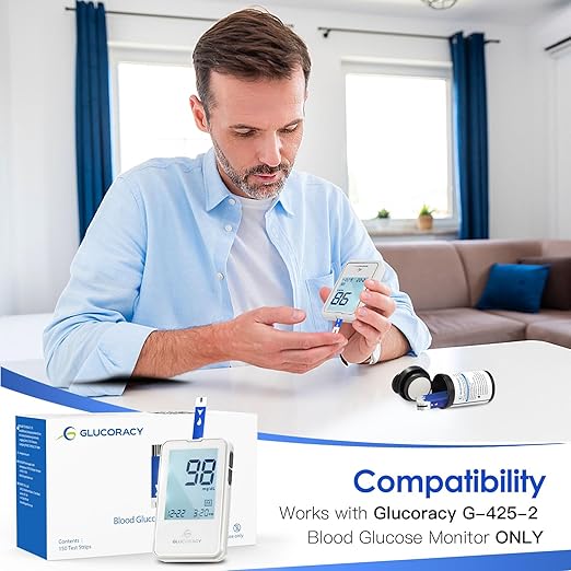 Blood Glucose Test Strips Glucoracy G-425-2/G-425, 150 Diabetic Blood Test Strips, Home Diabetic Supplies for Glucracy G-425-2/G-425 Blood Sugar Testing Kit