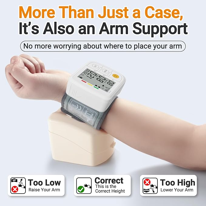 Wrist Blood Pressure Monitors for Home Use Blood Pressure Machine with Bp Cuff 5.47-7.68", Voice Broadcast, 2x120 Memory, Measurable Board Carrying Case and AAA Battery Bp Monitor(White)