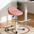 Rolling Stool Chair with Backrest, Round PU Leather Adjustable Height Hydraulic Swivel Rolling Stool for Spa Salon Tattoo Massage Doctor Dental Medical Office Pink