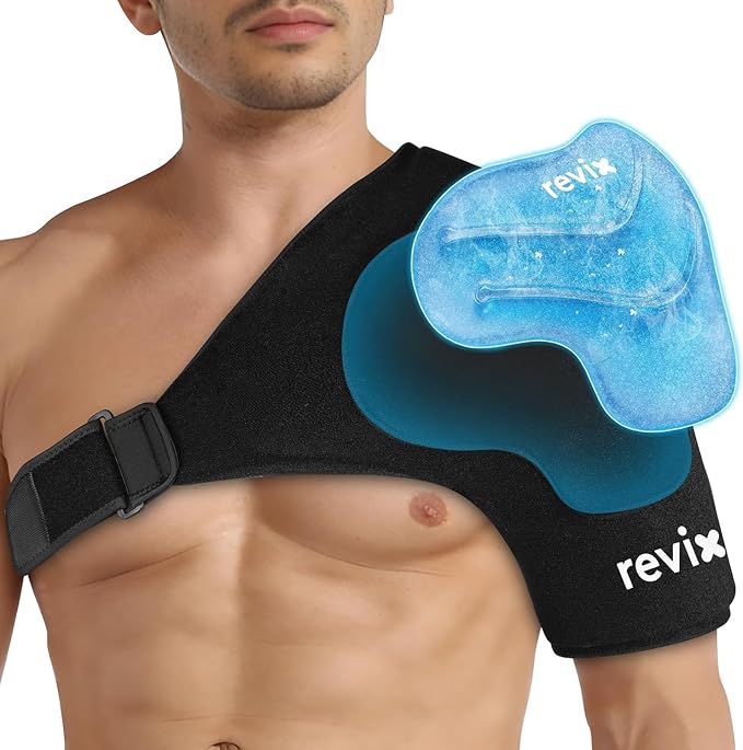 REVIX XL Shoulder Ice Pack for Rotator Cuff and Arm, Reusable Large Cold Gel Wrap with Extra Removable Coldfocus, 30-Minute Lasting Cooling, Flexible Fit for Recovery, Workout Relief & Daily Comfort