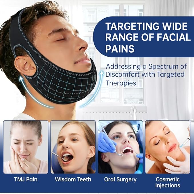 Wisdom Teeth Ice Pack Head Wrap Jaw Face Ice Pack with 4 Gel Packs for Wisdom Teeth Removal Extraction Toothache Pain Relief Facial Face Oral Surgery TMJ Tonsillectomy Recovery Cosmetic Procedure