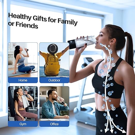 Hydrogen Water Bottle, 3Min 2200PPB Rapid Hydrogen Water Generator -SPE PEM Tech, 14OZ Portable Hydro Water Machine, Health Care Gifts for Husband, Wife, Family, Friends, Travel