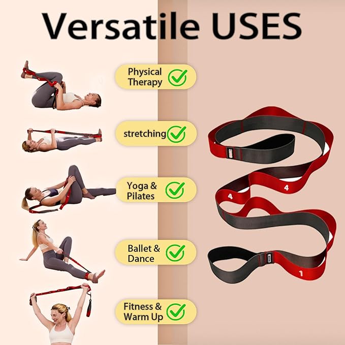 2-in-1 Massage Gun Deep Tissue with 20'' Extension Handle & Stretching Strap, Neck Massager for Pain Relief, Handheld Percussion Massager for Back, Shoulder, Leg, Waist