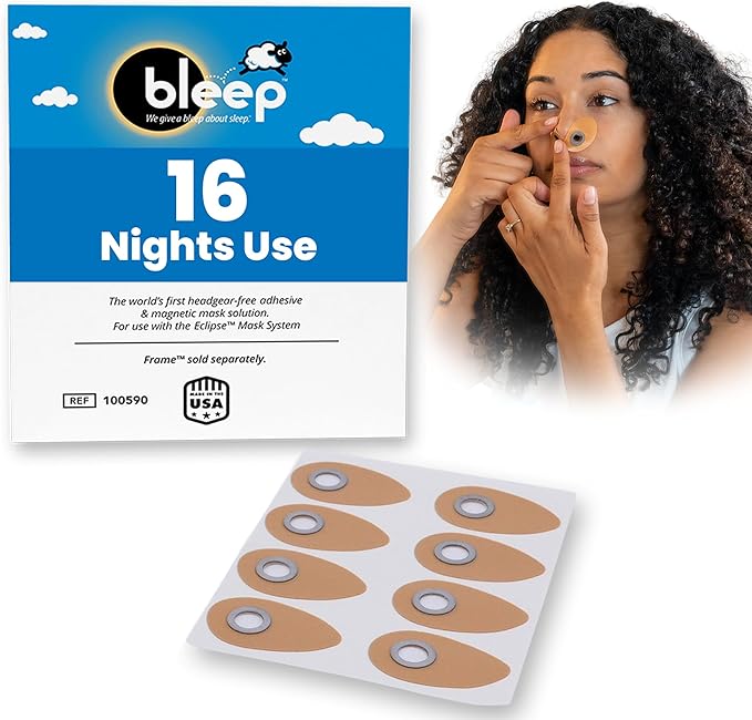 Bleep Eclipse Halos C Pap Mask-Free Interface, Strapless Sleep Apnea CPAP Nose Mask with 32 MagSeal Ports, Leak-Free Adhesive, BPA-Free, Supplies & Accessories, 32 Count, USA-Made (Pack of 1)