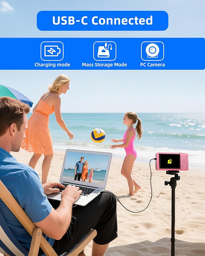 T TAKMLY Digital Camera 5K, Autofocus 16x Zoom 72MP Point and Shoot Cameras Compact Portable with Flash for Boys Girls Teens Students, Anti Shake 2.8'' Screen, 64GB Card Include