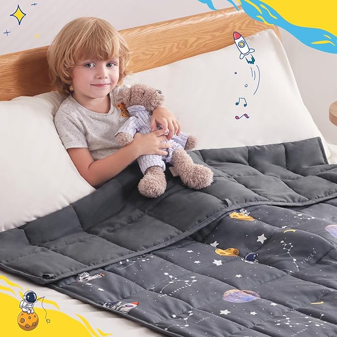 anfie Weighted Blanket for Kids (48"x72" 10lbs),Weighted Blanket Cooling Blanket for Sleeping,Throw Size Breathable Blanket with Premium Glass Bead(Space Grey)