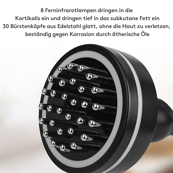 Meridian Brush, Red Light Electric Heating Back Massager for Cellulite, Radiant and Smoother Skin - With Control Panel and Body Brush