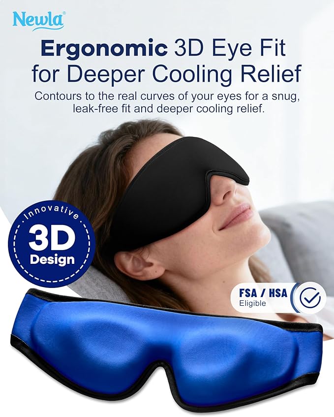 Upgraded Cooling Gel Eye Mask for Puffy Eyes: Larger Full-Eye Cover Design, FSA Eligible Items HSA, Ice-Cold Therapy Relief, Headache & Migraine Relief, Reusable Cold Compress for Eye Strain (Black)