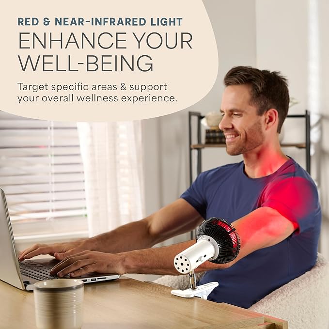LifePro Red Light Therapy Lamp - Infraglow Infrared Red Light Therapy Bulb with 660nm and 850 nm Wavelength -18 LEDs & Clip-On Lamp - at Home Infrared Bulb for Daily Wellness and Relaxation