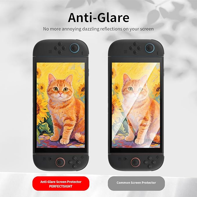 PERFECTSIGHT Anti Glare Matte Blue Light Tempered Glass Screen Protector compatible with Nintendo Switch 2 2025 Eye Protection Low Reflection Relieve Eye Fatigue 1 Pack
