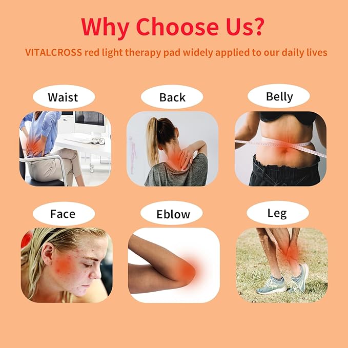 Large Red Light Therapy Pad for Body 24"x12", 660nm & 850nm Near Infrared Light Therapy Mat 35w with 10-90min Timer Setting for Back, Waist, Shoulder & Joints Alleviate Discomfort