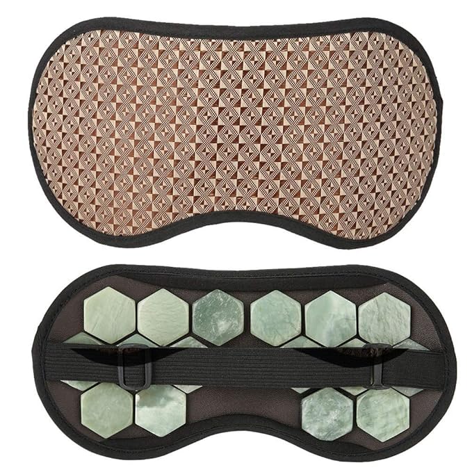 Megnetic Sleeping Eye Mask, Soft Adjustable Jade Stones Eye Masks Magnet Therapy Eyeshade Eye Cover Masks for Sleeping Travel Naps, Home, Hotel(Green)