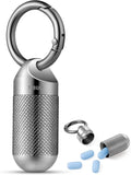 TISUR Titanium Keychain Pill Holder Small Metal Pill Case, Pill Organizer Portable Waterproof Pill Container, Travel Pill Bottle Box for Purse (Large-0.63inch)