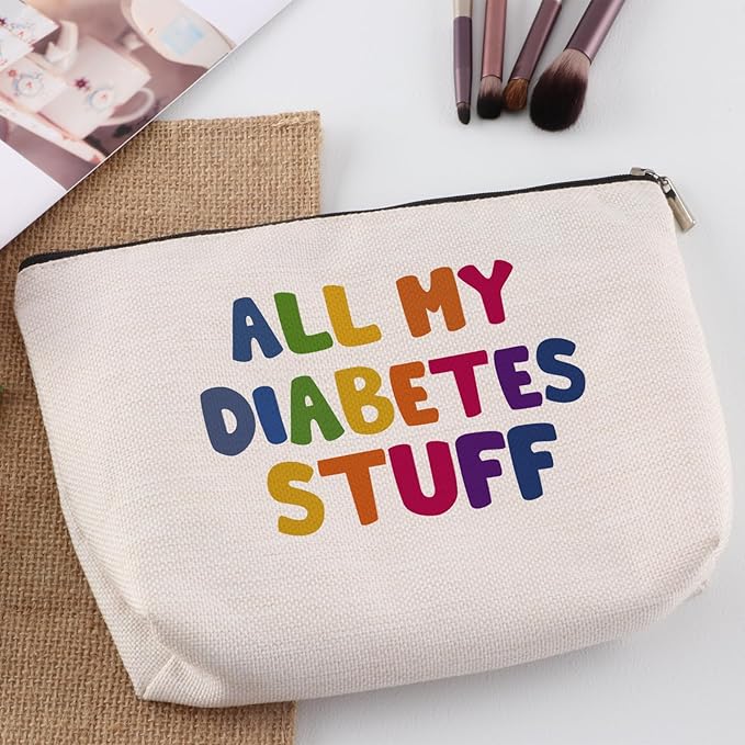 All My Diabetes Stuff Travel Cosmetic Bag Funny Diabetic Supplies Bag Gifts for Diabetic Emergency Patient Grandma Grandpa Mom Dad Sister Brother for Birthday Christmas Gifts