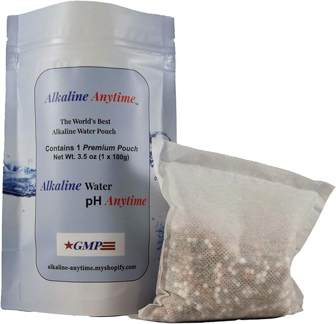 Alkaline Anytime Alkaline Water Filter Pouch-9.5 pH Portable Water Filtration-Extra Large Capacity-105 Gallons-for Pitcher, Water Bottle, Jugs, (3)
