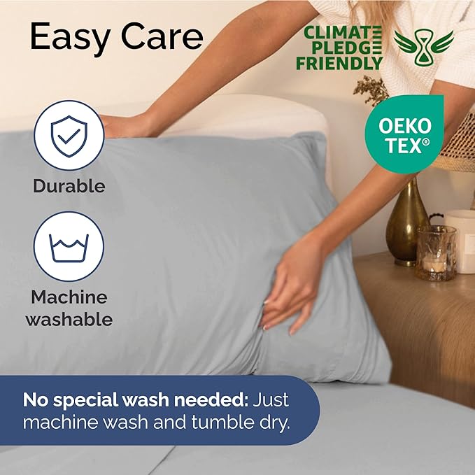 Full Size 4 Piece Sheet Set - Extra Soft, Breathable & Cooling Sheets - Hotel Luxury Durable Bed Sheets for Women & Men - Deep Pockets, Easy-Fit & Wrinkle-Free Sheets - Soft Grey Oeko-Tex Bed Sheets
