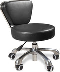 ANS Short Rolling Pedicurist Stool, Height Adjustable 360 Degree Swivel for Low Work (Black)