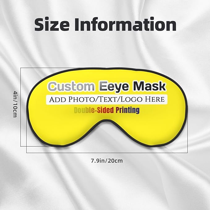 Custom Eye Mask,Add Your Image Text Personalized Sleep Shade Soft Blindfold Eyemask Blackout Eye Cover with Adjustable Strap for Sleep,Travel,Nap Yellow