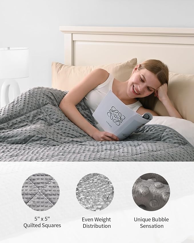 Mr. Sandman Weighted Blanket for Adults, Minky Dots Heavy Blanket for Woman, Man Sleeping/Calm, Soft, Cozy and Cooling Weighted Throw Blankets, Machine Washable, 60 x 80in, 20 Pounds, Grey