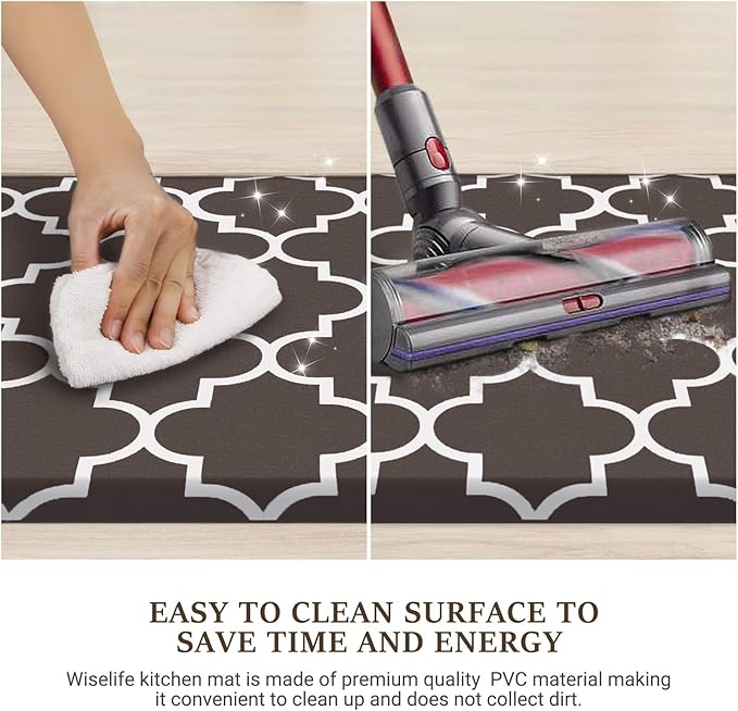 WISELIFE Kitchen Mat Cushioned Anti-Fatigue Rug,17.3"x 28",Non Slip Waterproof Kitchen Rugs Heavy Duty PVC Ergonomic Comfort Mat for Floor Home, Office, Sink, Laundry, Green