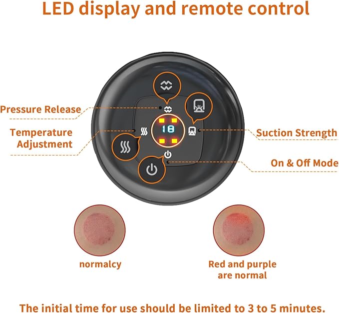 5-in-1 Smart Dynamic Cupping Therapy Massager Set, 12 Levels Heat & Suction Cupping Kit for Massage Therapy With Red Light Therapy for Targeted Pain Relief, Knots, Aches, Muscle Soreness(Black)